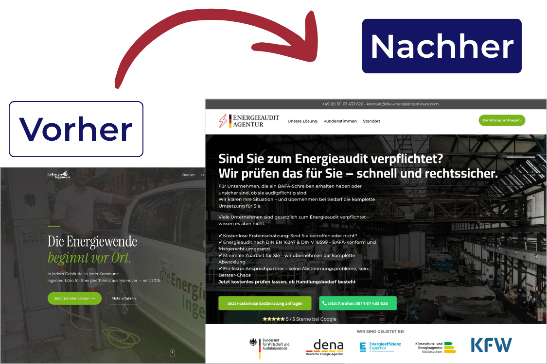 Webdesign Vorher-Nachher