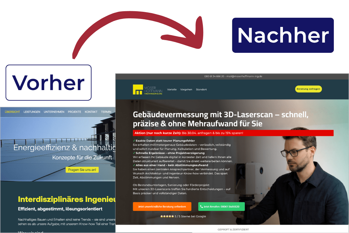 Webdesign Vorher-Nachher
